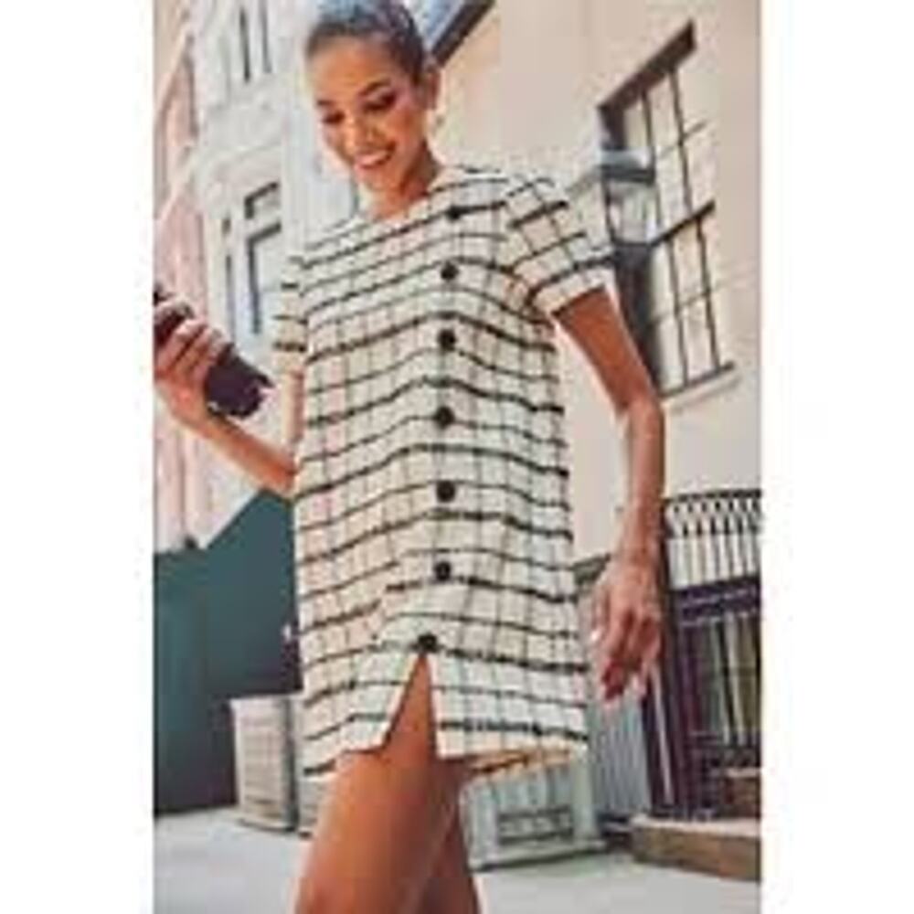 Mestiza New York Isolde Mini Dress Cream Black US 8 M NWT Quiet Luxury Old Money
